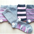 Női zoknik - szürke-rózsaszín csíkos mintával - 5 pár/csomag