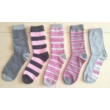 Női zoknik - szürke-rózsaszín csíkos mintával - 5 pár/csomag